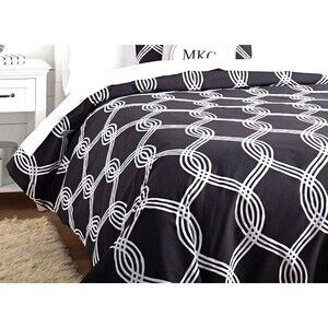 Pottery Barn Dorm Infinity Stripe Duvet Cover Full/Queen Royal Navy and White